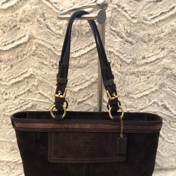 Dark Brown Suede Signature with Sequins Trim - Picture 3 of 3